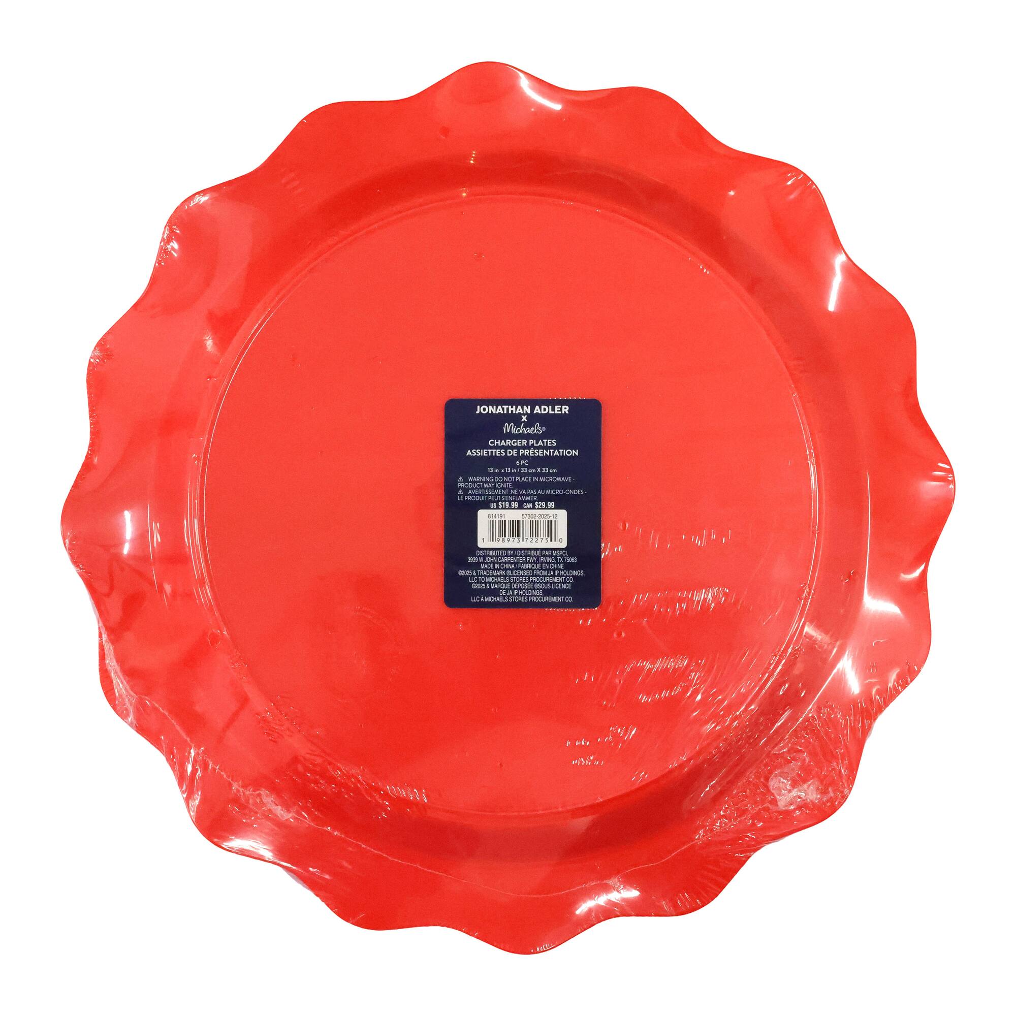 Jonathan Adler x Michaels 13" Red Charger Plates, 6ct.